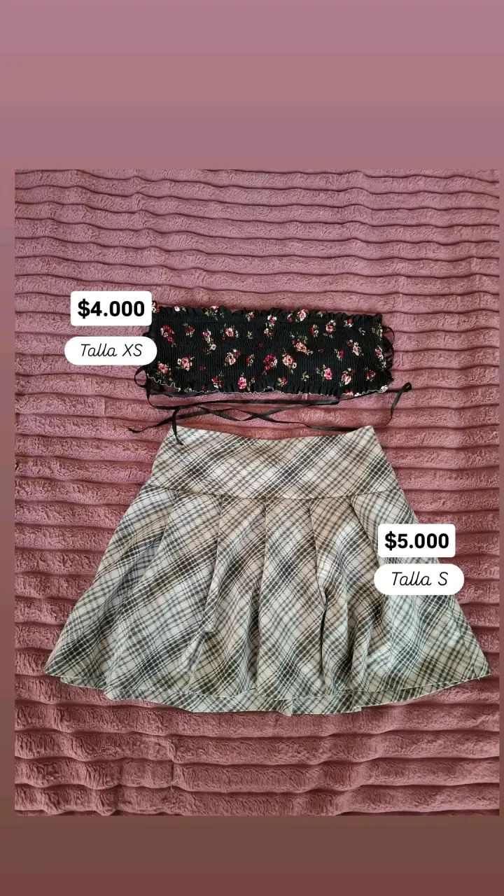 Conjunto de Top Floral y Falda a Cuadros - 2