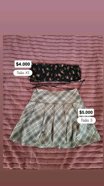 Conjunto de Top Floral y Falda a Cuadros - miniatura 2