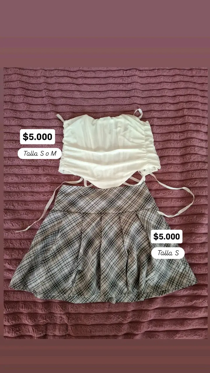 Conjunto de Corset Blanco y Falda a Cuadros - 2