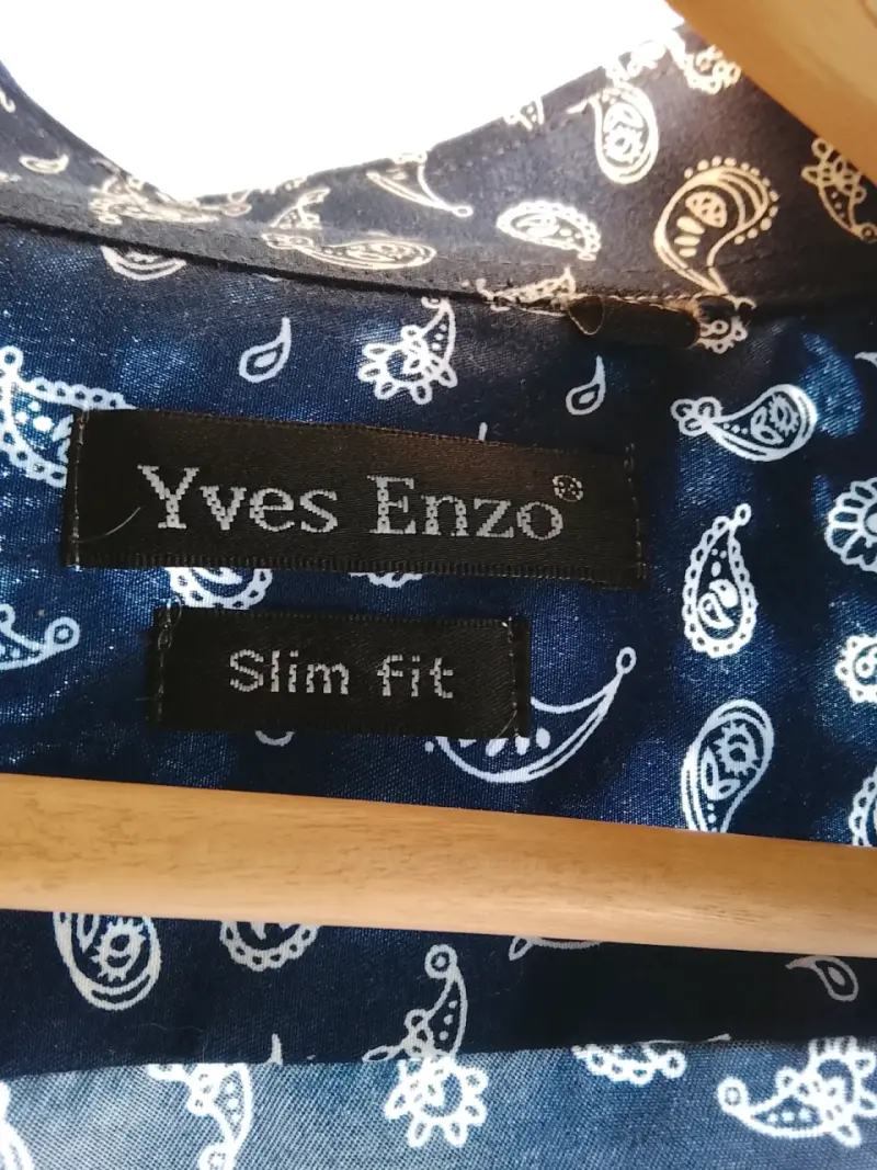 Camisa estampada azul Yves Enzo slim fit - 3