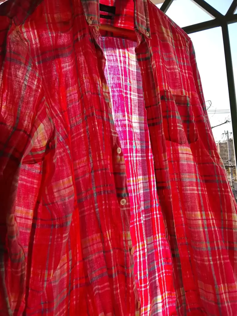 Camisa de lino a cuadros roja Legacy - 1
