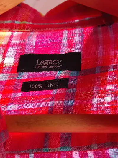 Camisa de lino a cuadros roja Legacy - miniatura 3