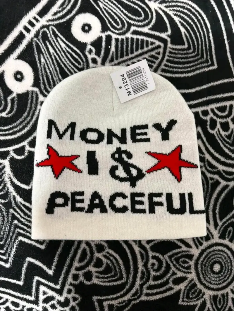 Gorro de lana con diseño Money Is Peaceful - 2