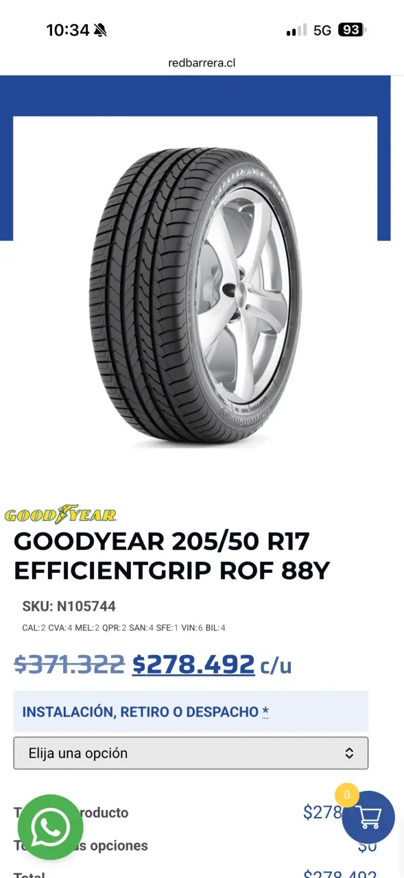 Neumático Goodyear 205/50 R17 EfficientGrip ROF 8 - 2
