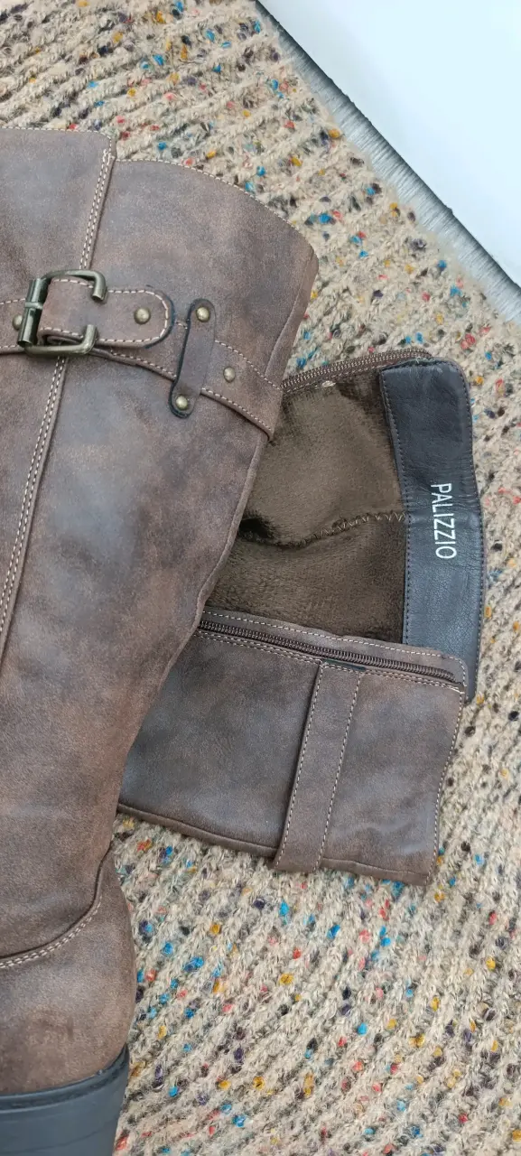 Botas altas de cuero sintético color marrón - 3