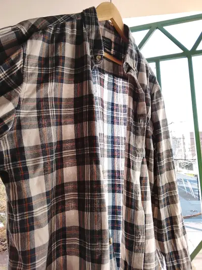 Camisa a cuadros Primark de algodón talla L - miniatura 3