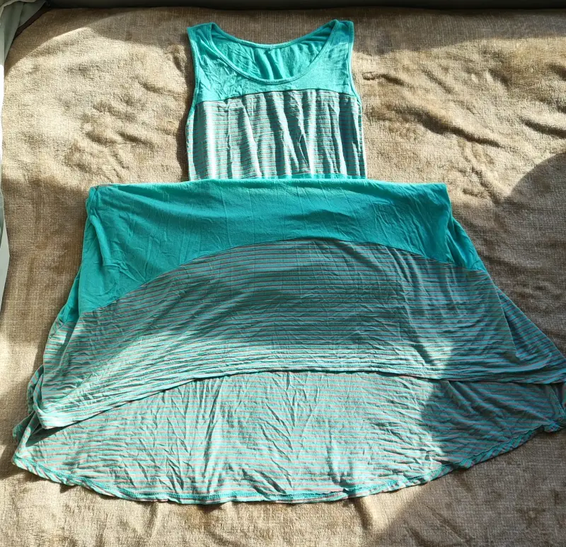 Vestido largo sin mangas turquesa a rayas - 2