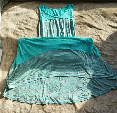 Vestido largo sin mangas turquesa a rayas - miniatura 2