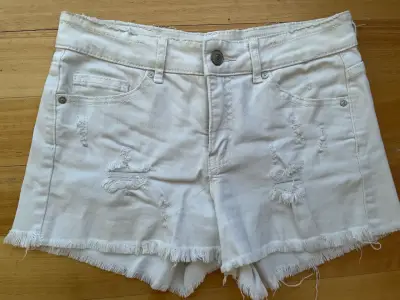 Shorts de mezclilla blancos desgastados Foster - miniatura 2
