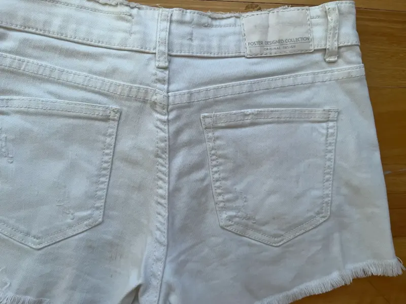 Shorts de mezclilla blancos desgastados Foster - 5