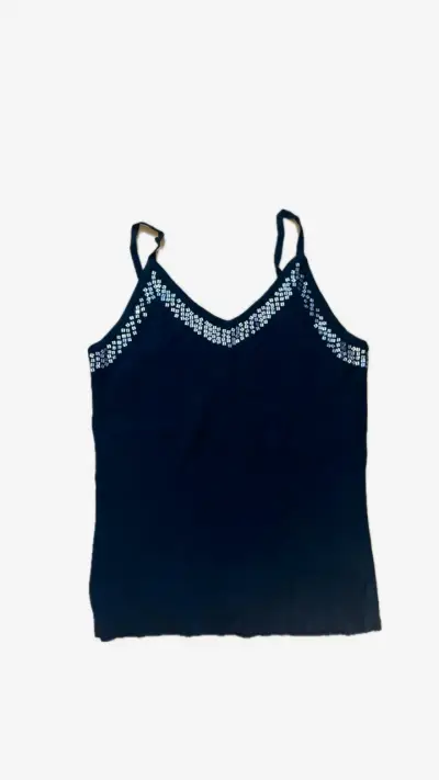 Polera sin mangas azul con detalles brillantes - miniatura 1