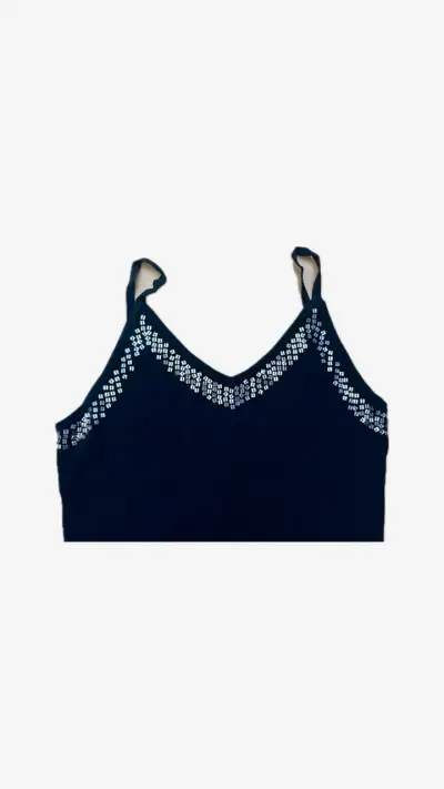 Polera sin mangas azul con detalles brillantes - miniatura 3