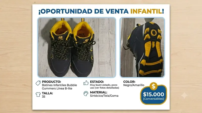 Botines infantiles Bubble Gummers negro y amarillo - 1