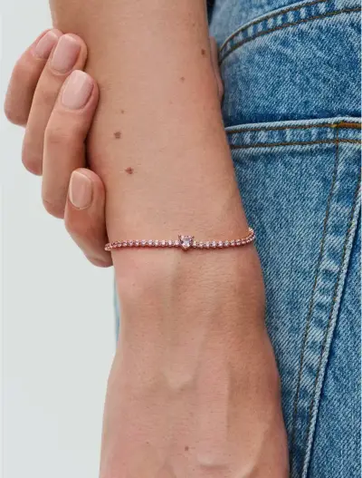 Pulsera Pandora tono oro rosa cristales corazón - miniatura 3