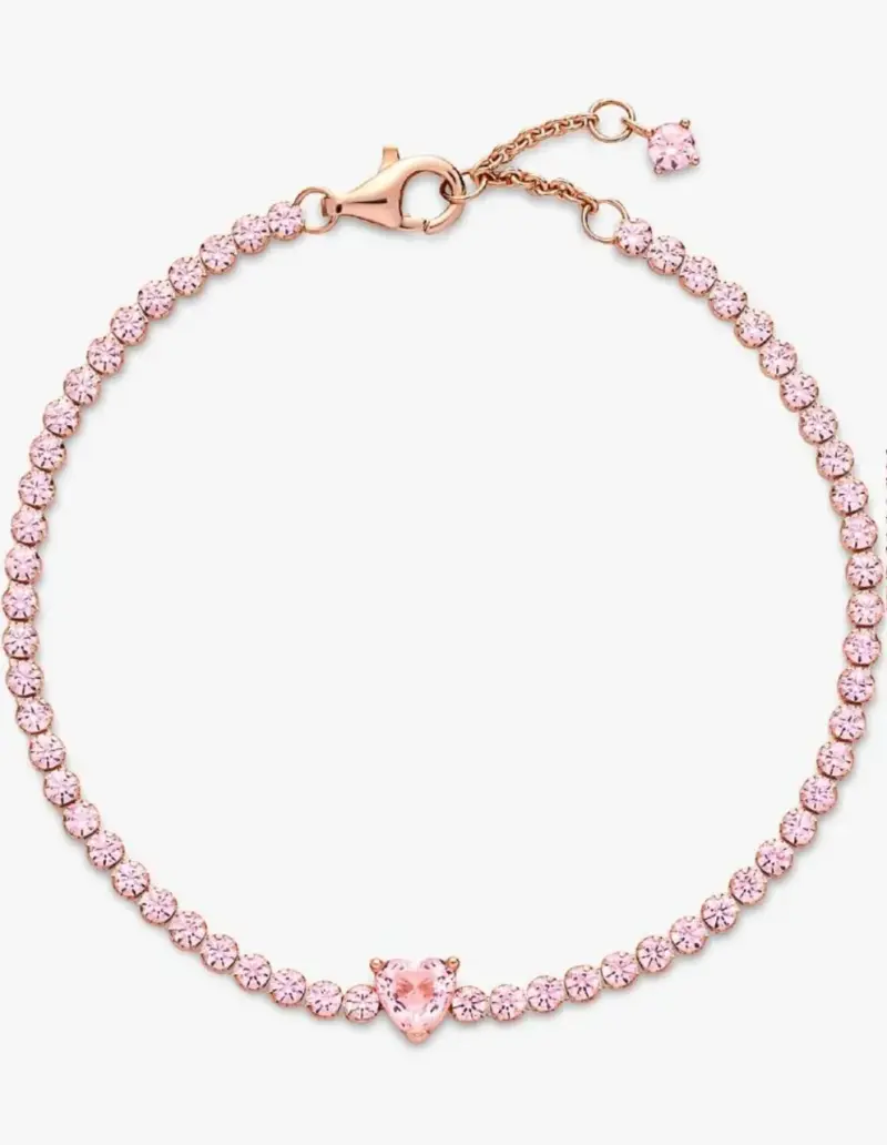 Pulsera Pandora tono oro rosa cristales corazón - 4