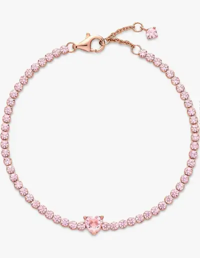 Pulsera Pandora tono oro rosa cristales corazón - miniatura 4