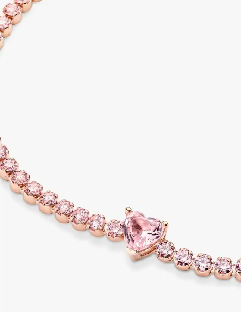Pulsera Pandora tono oro rosa cristales corazón - 5