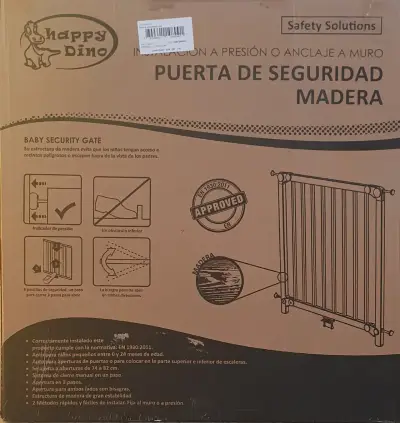 Puerta de seguridad para niños de madera Happy Dino - miniatura 2