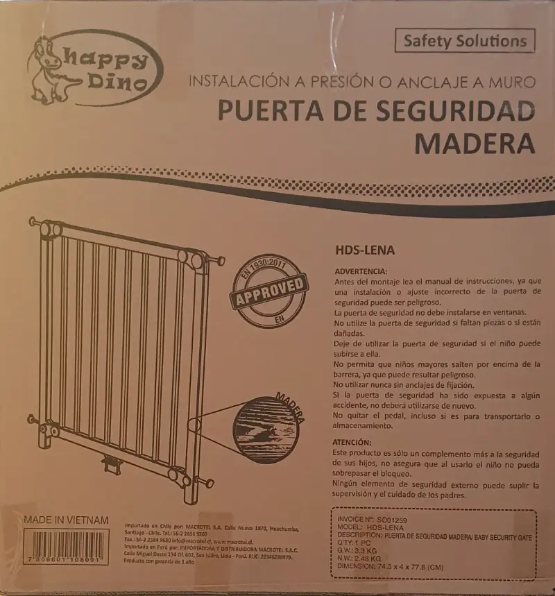 Puerta de seguridad para niños de madera Happy Dino - 3