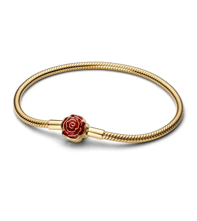Pulsera Pandora de Oro con Detalle de Rosa - 2