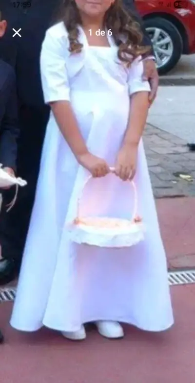 Vestido de Primera Comunión para Niña Blanco - miniatura 1