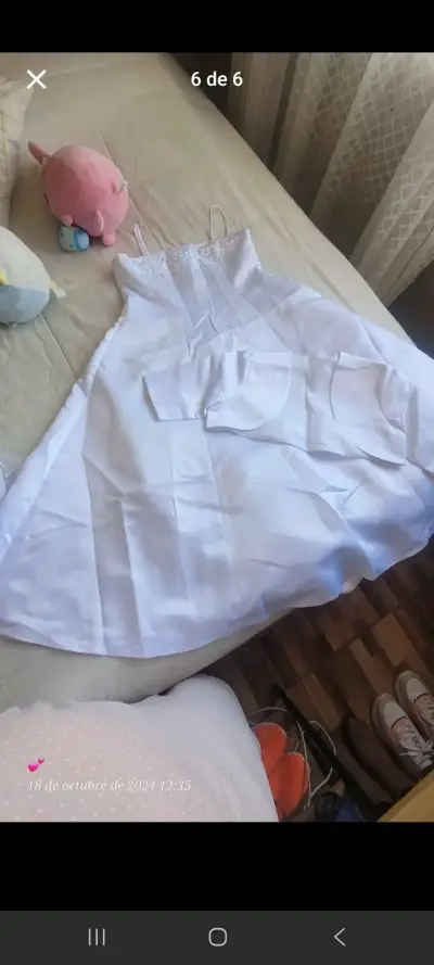 Vestido de Primera Comunión para Niña Blanco - miniatura 5