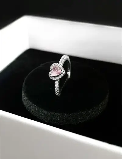 Anillo de plata con corazón rosa Pandora - miniatura 1