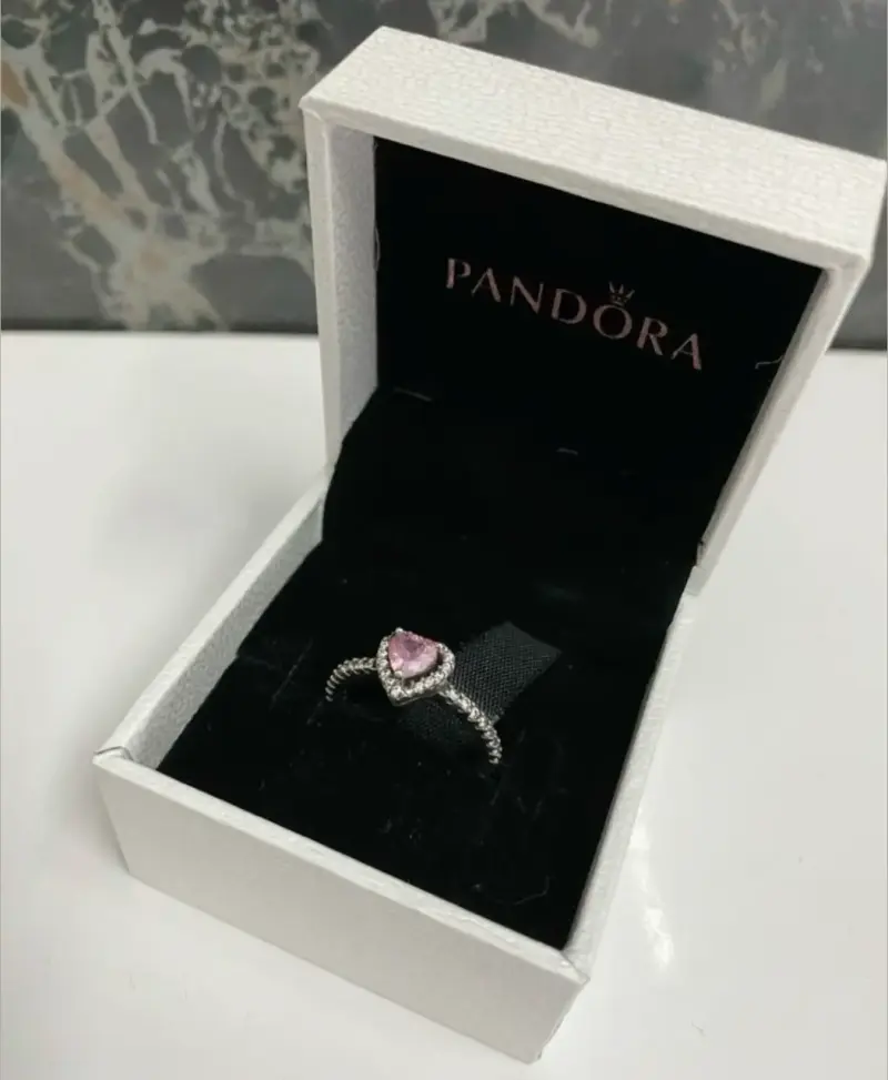 Anillo de plata con corazón rosa Pandora - 2