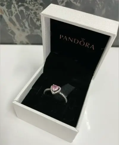 Anillo de plata con corazón rosa Pandora - miniatura 2