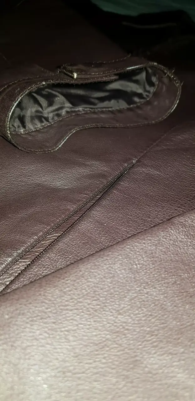 Chaqueta de cuero marrón talla S - 6