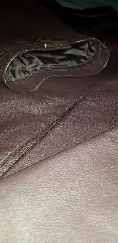 Chaqueta de cuero marrón talla S - miniatura 6