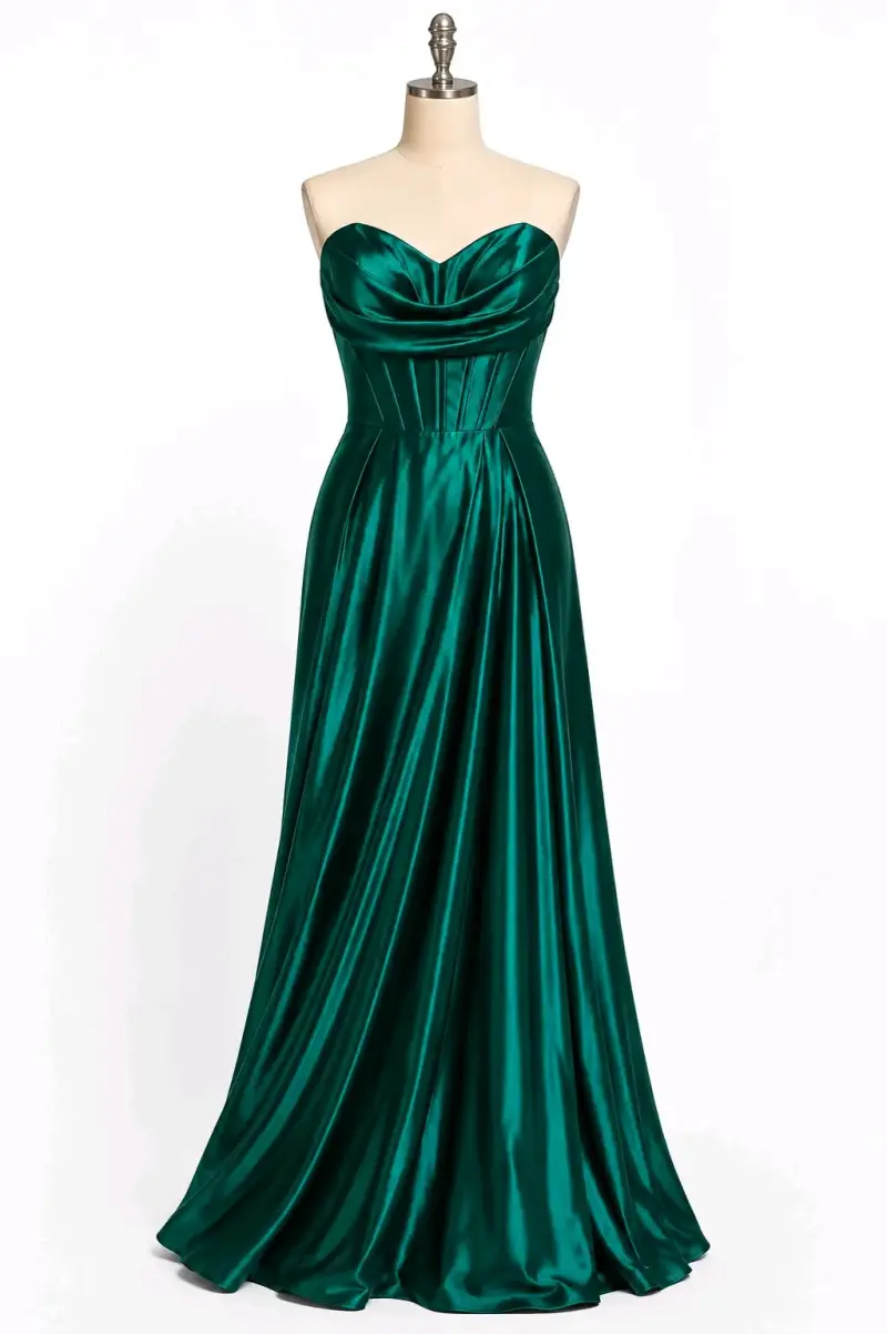 Vestido largo de gala verde esmeralda XL -L - 1