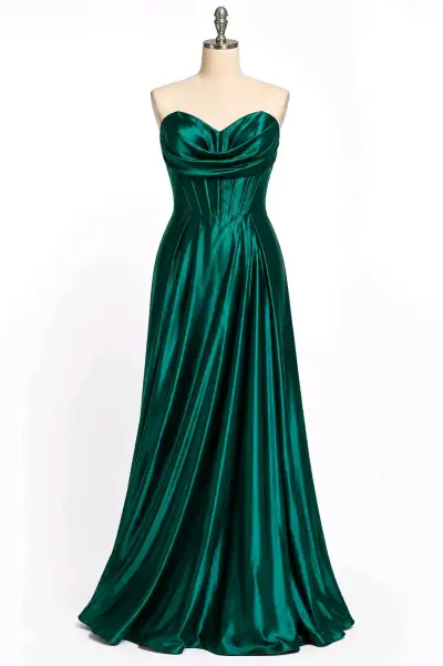 Vestido largo de gala verde esmeralda XL -L - miniatura 1