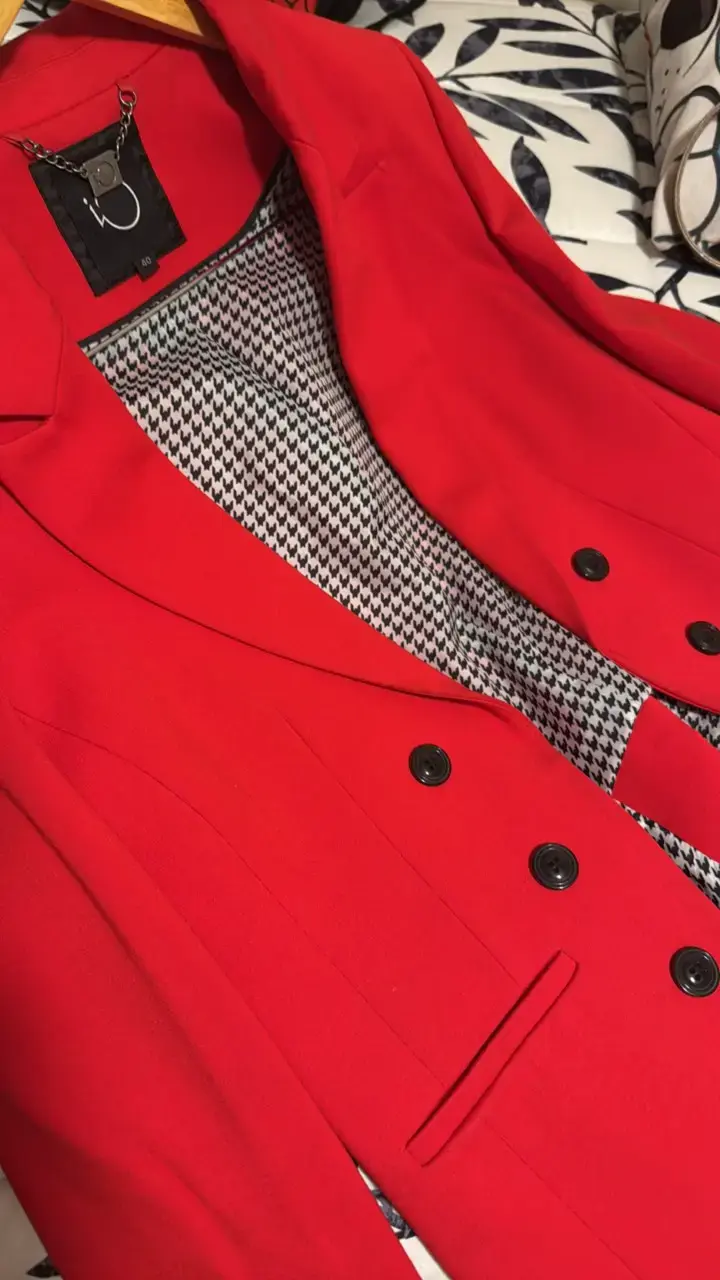 Blazer rojo elegante para mujer talla 40 - 5