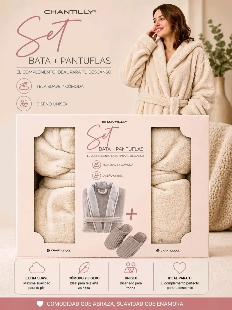 Set de Bata y Pantuflas Unisex Chantilly - 2
