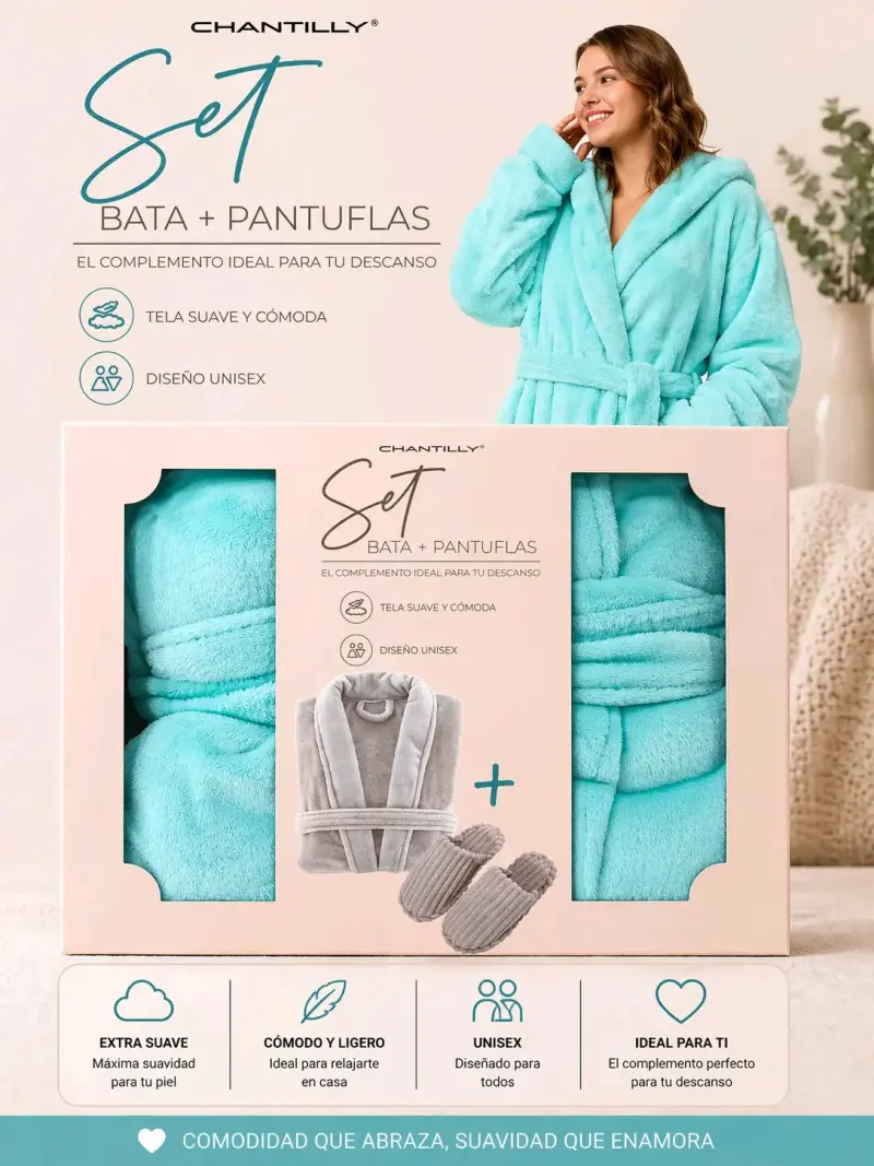 Set de Bata y Pantuflas Unisex Chantilly - 2