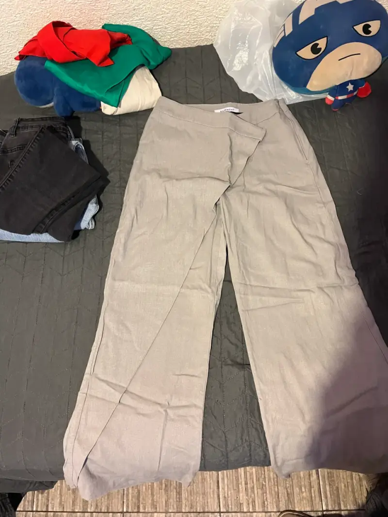 Pantalones grises de lino Basement talla 36 - 1
