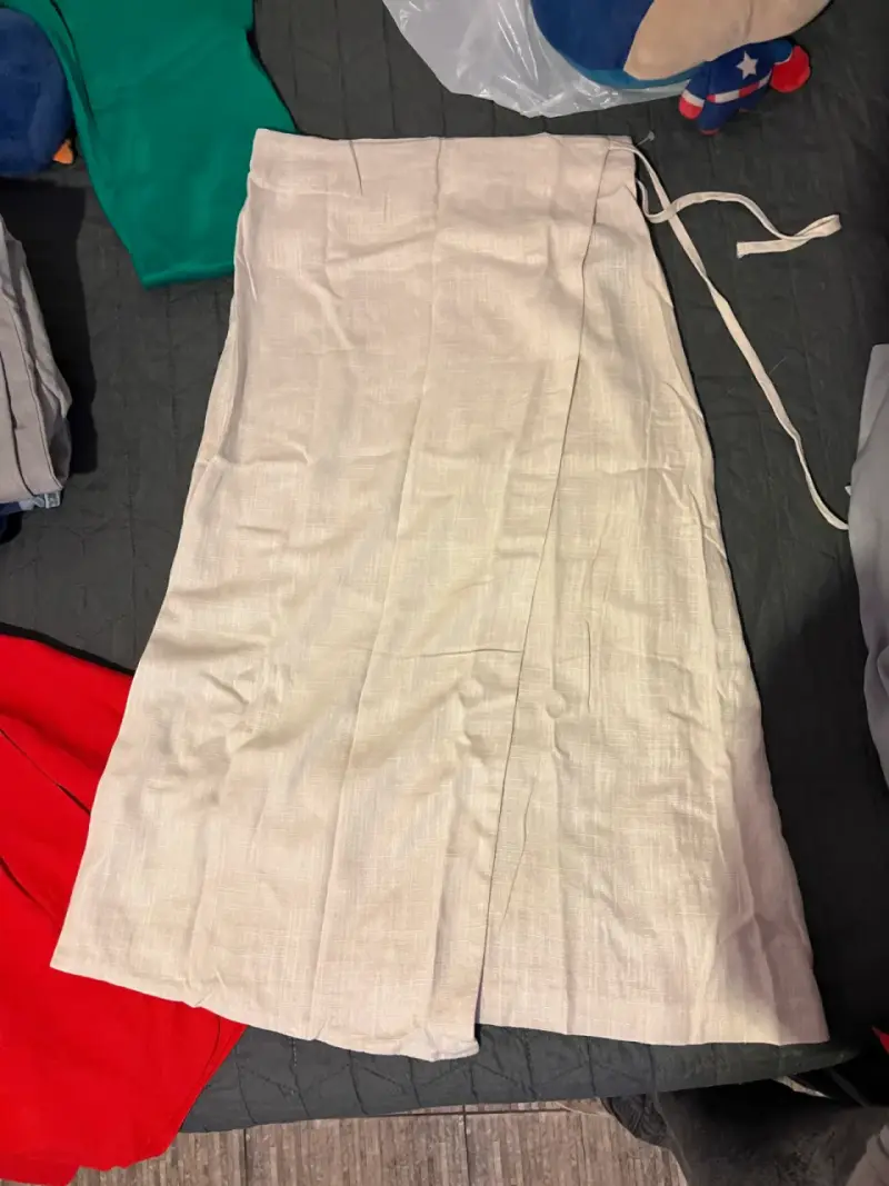 Falda beige de lino Zara talla XS - 2