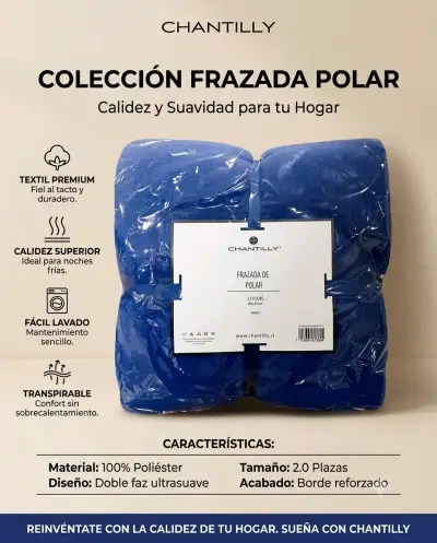 Frazada Polar Chantilly 2 Plazas Azul - miniatura 1