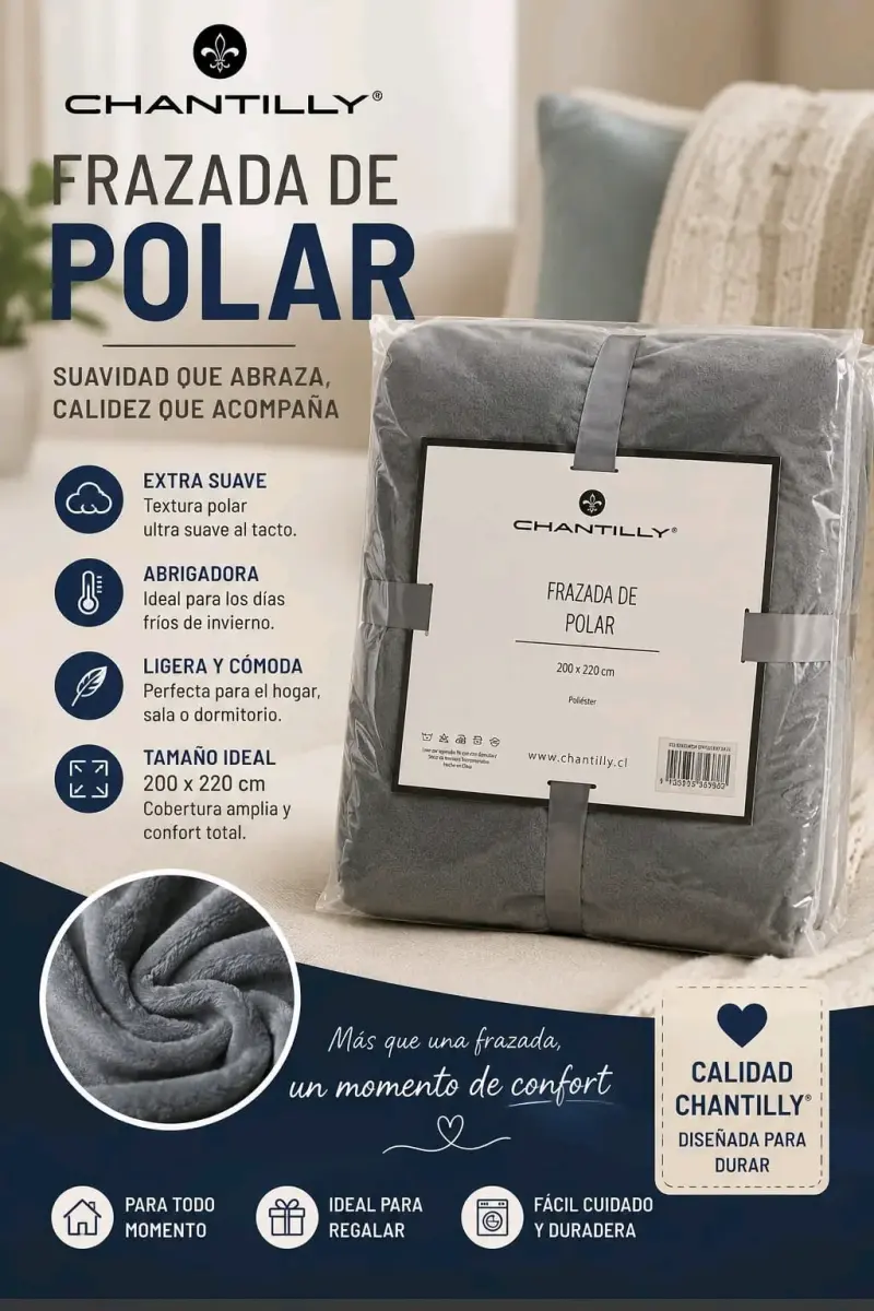 Frazada Polar Chantilly 2 Plazas Azul - 2