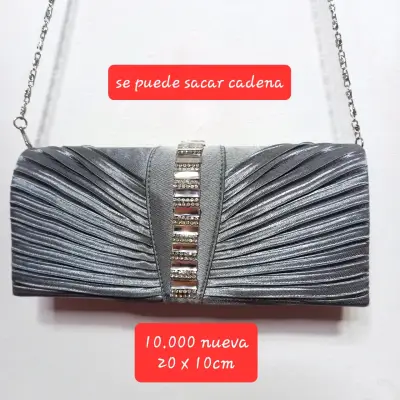 Cartera de mano gris con cadena desmontable - miniatura 1