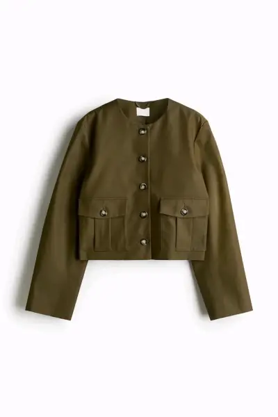 Chaqueta verde militar H&M con bolsillos - miniatura 1
