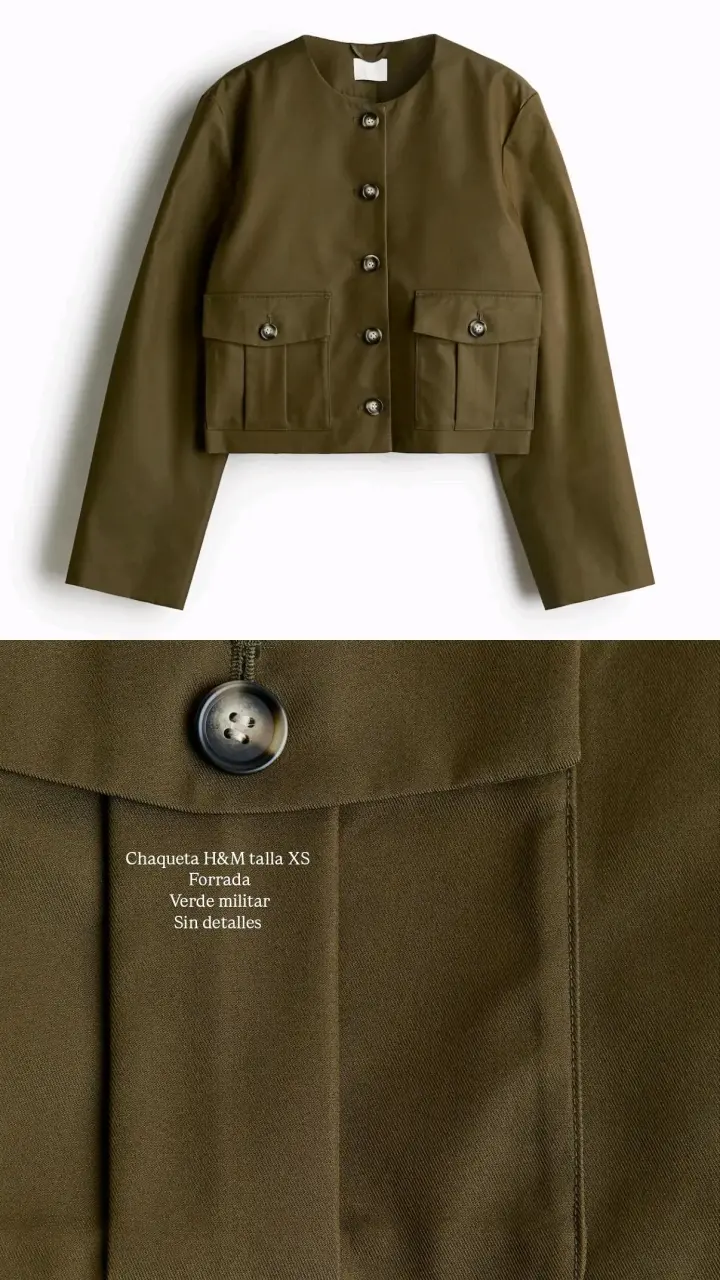 Chaqueta verde militar H&M con bolsillos - 3