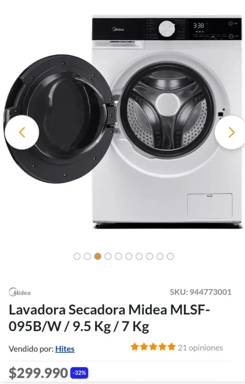 Lavadora Secadora Midea MLSF-095B/W 9.5 Kg - 2