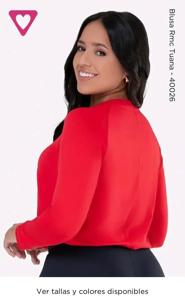 Blusa roja de manga corta para mujer - 3