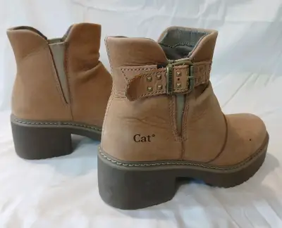 Botas CAT de cuero beige con hebilla - miniatura 5
