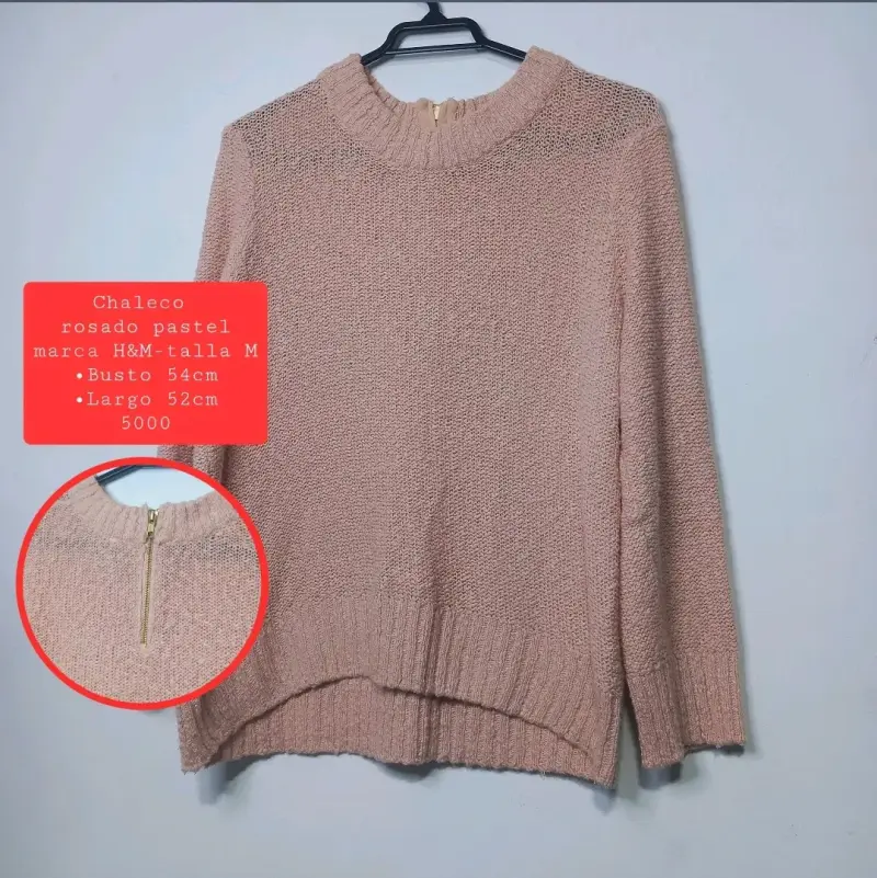 Chaleco rosado pastel H&M talla M