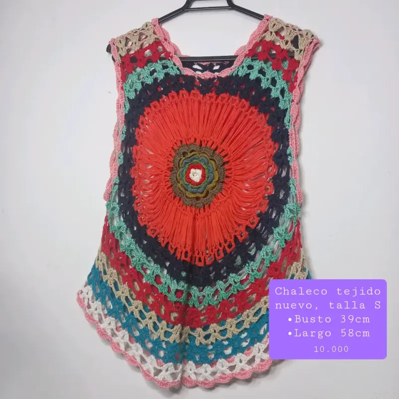 Chaleco tejido multicolor talla S