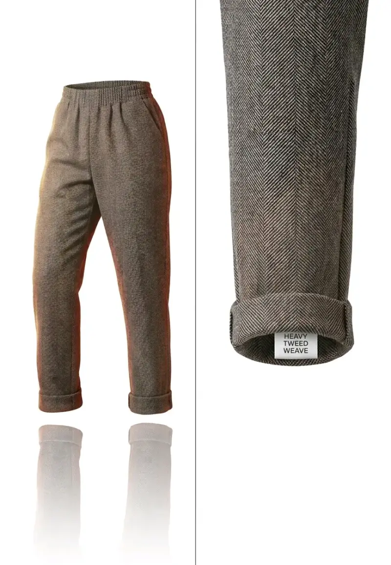 Pantalon de lana gris estilo tweed para mujer