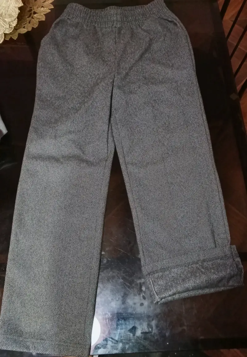 Pantalon de lana gris estilo tweed para mujer - 3